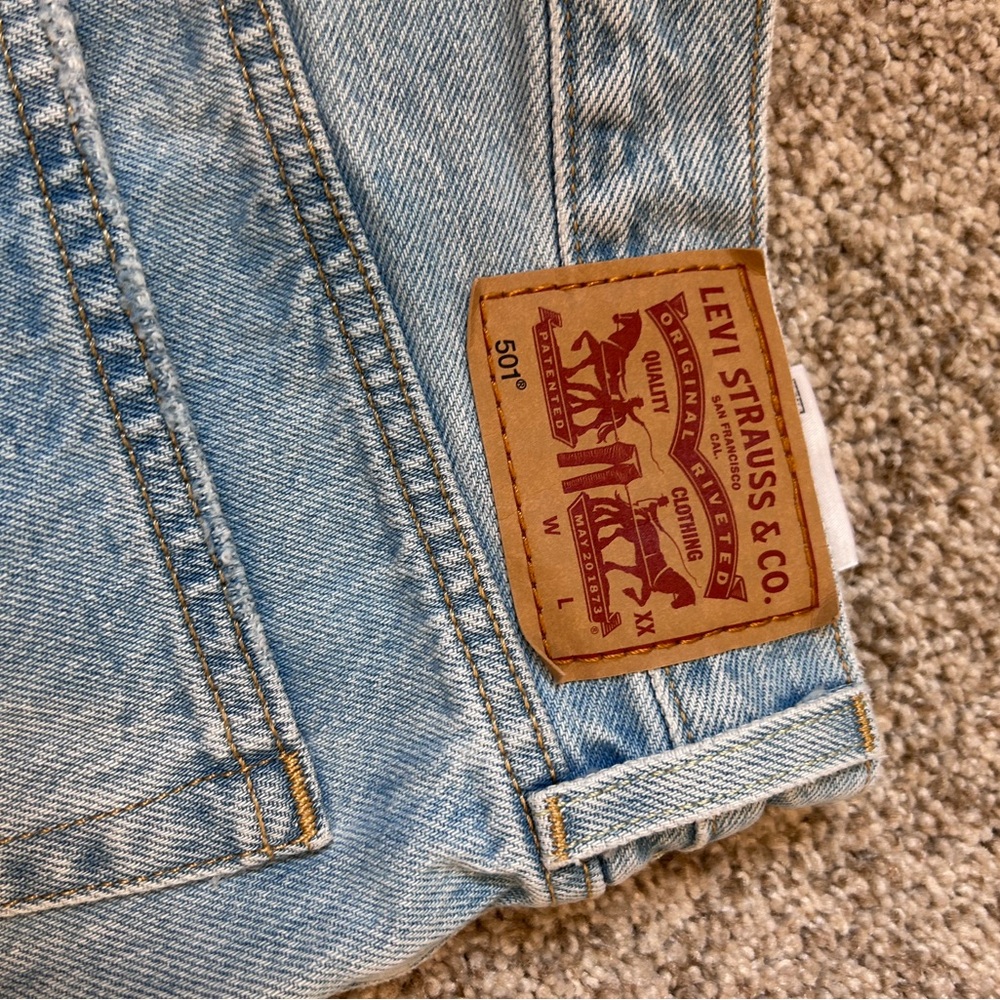 Levi’s 501 Button fly Cut Off Denim Shorts. Classic American. Unique tab style. - Picture 6 of 11